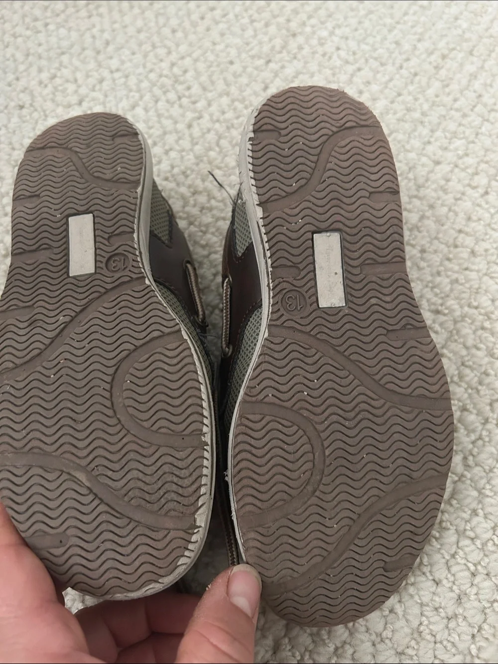 American Eagle Brown and Tan Kids Boat Shoes
